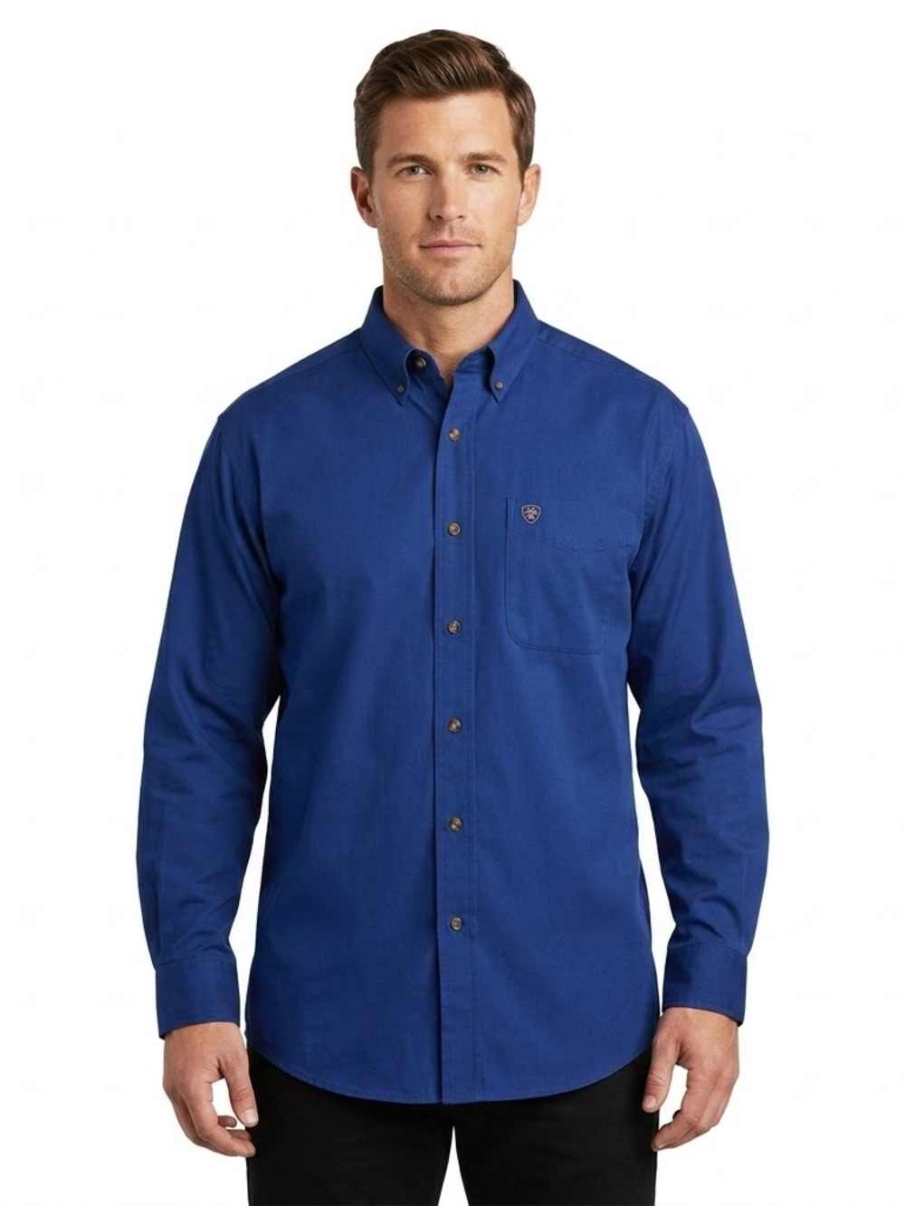 Ariat Men's XL Blue Button Down Western Work Shirt Long Sleeve 100% Cotton Solid